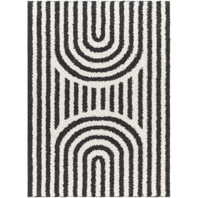 Livabliss Birmingham Modern Ivory Black Machine Woven Rug - 84x63