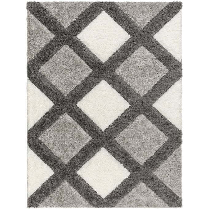 Livabliss Bologna Gray Charcoal Off White Machine Woven Rug - 84x63 BOG2300-537