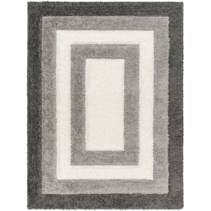 Livabliss Bologna Modern Gray Off White Charcoal Machine Woven Rug - 120x94 BOG2302-71010