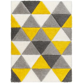 Livabliss Bologna Gray Off White Yellow Charcoal Machine Woven Rug - 108x79