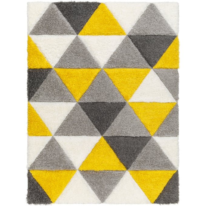 Livabliss Bologna Gray Off White Yellow Charcoal Machine Woven Rug - 120x94 BOG2305-71010