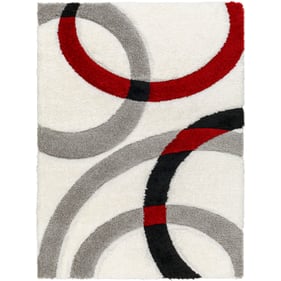 Livabliss Bologna Off White Gray Black Red Machine Woven Rug - 108x79