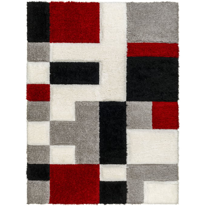 Livabliss Bologna Gray Off White Black Red Machine Woven Rug - 120x94 BOG2308-71010