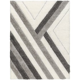 Livabliss Bologna Off White Gray Charcoal Machine Woven Rug - 84x63