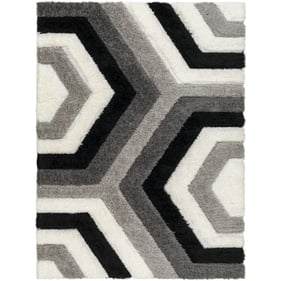 Livabliss Bologna Off White Gray Charcoal Black Machine Modern Woven Rug - ...