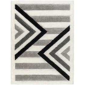 Livabliss Bologna Off White Gray Charcoal Black Machine Woven Rug - 84x63