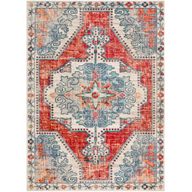 Livabliss Bohemian Red Light Beige Medium Gray Navy Teal Machine Woven Rug ...