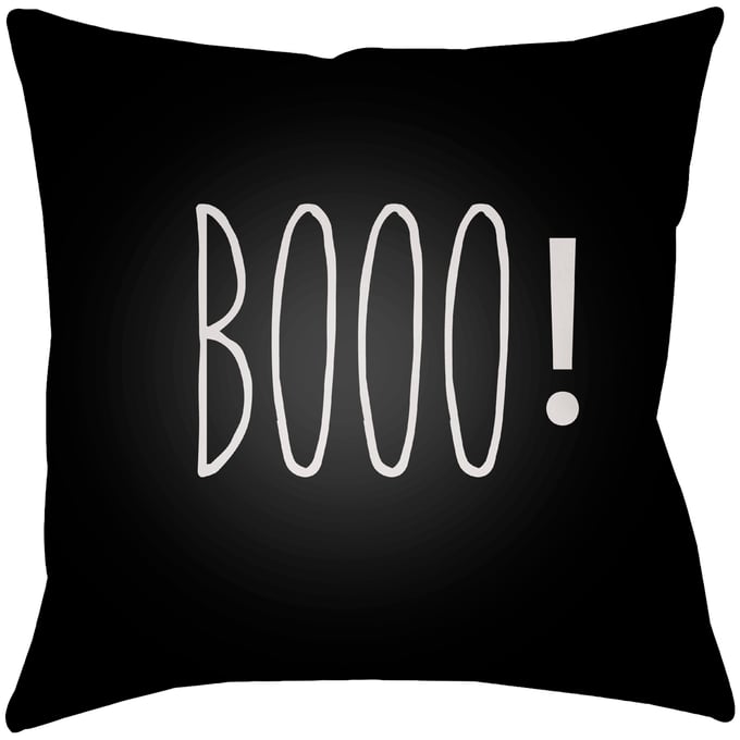 Livabliss Boo Jet Black Light Silver Onyx Accent Pillow Cover - 20x20 BOO102-2020