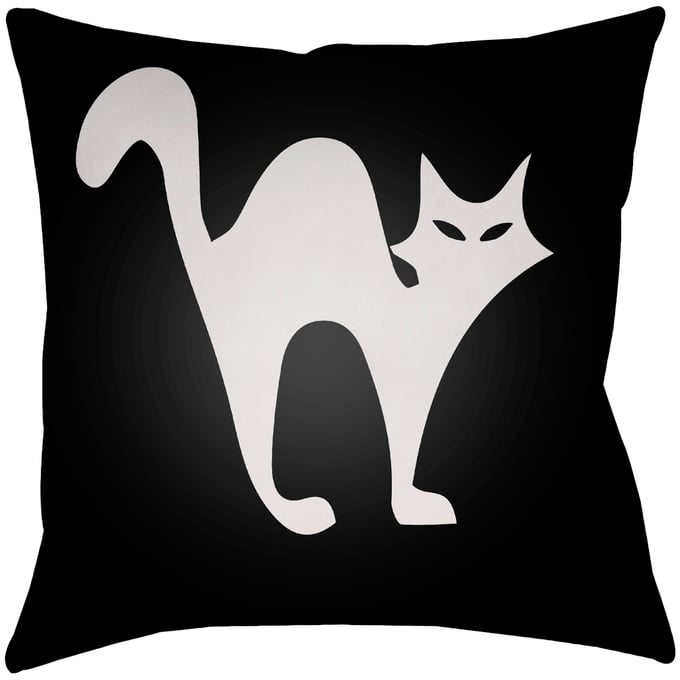 Livabliss Boo Jet Black Light Silver Accent Pillow Cover - 18x18 BOO110-1818