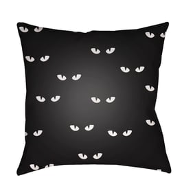 Livabliss Boo Jet Black Light Silver Ink Accent Pillow Cover - 18x18