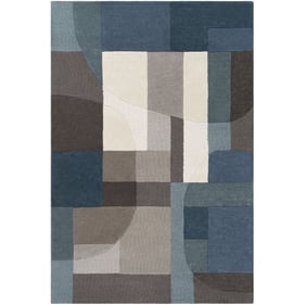 Livabliss Brooklyn Teal Medium Gray Dark Blue Beige Charcoal Handmade Rug -...