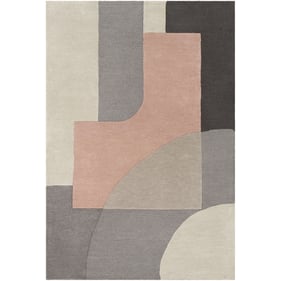 Livabliss Brooklyn Dusty Pink Charcoal Beige Medium Gray Handmade Rug - 90x...