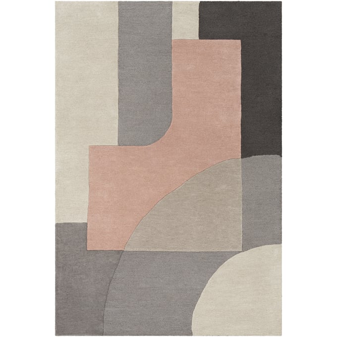 Livabliss Brooklyn Dusty Pink Charcoal Beige Medium Gray Handmade Rug - 144x106 BRO2308-81012