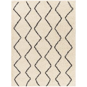 Livabliss Beni Shag Black Cream Machine Rectangle Woven Rug - 108x79