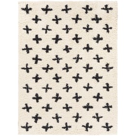 Livabliss Beni Shag Global Black Cream Machine Woven Rug - 120x94