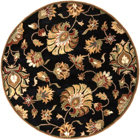 Livabliss Caesar Black Dark Brown Light Beige Olive Round Handmade Rug - 48...