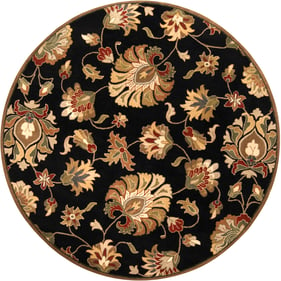 Livabliss Caesar Black Dark Brown Light Beige Olive Round Handmade Rug - 96...