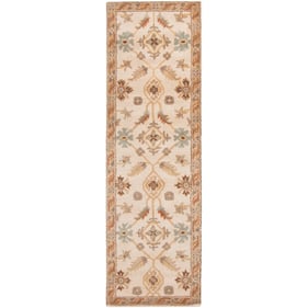 Livabliss Caesar Dusty Sage Tan Dark Brown Mustard Handmade Rug - 96x30