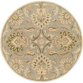 Livabliss Caesar Gray Off White Ivory Sage Olive Mauve Round Handmade Rug -...