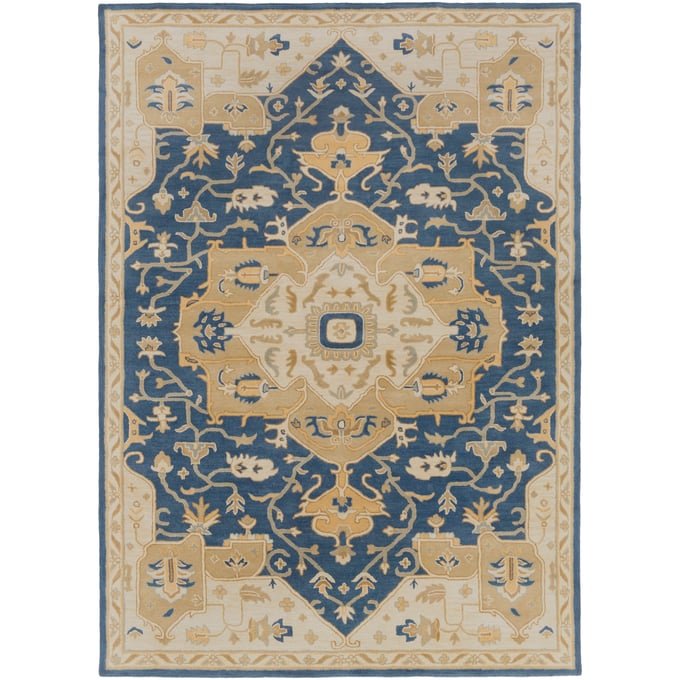 Livabliss Caesar Ink Blue Light Gray Taupe Medium Gray Tan Brown Handmade Rug - 132x96 CAE1145-811