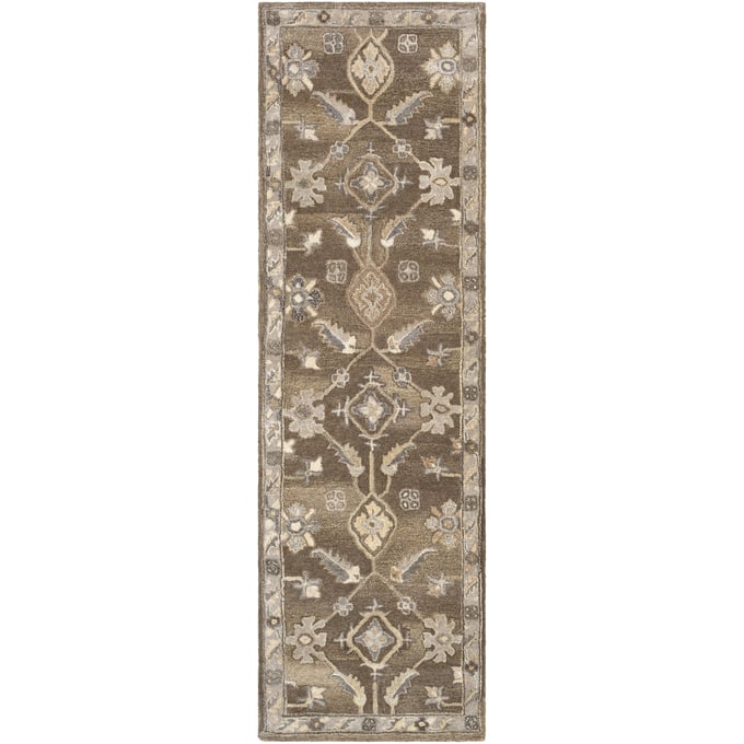 Livabliss Caesar Charcoal Taupe Tan Light Beige Brown Handmade Rug - 96x30 CAE1200-268