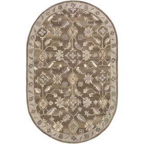 Livabliss Caesar Charcoal Taupe Tan Light Beige Brown Oval Handmade Rug - 1...