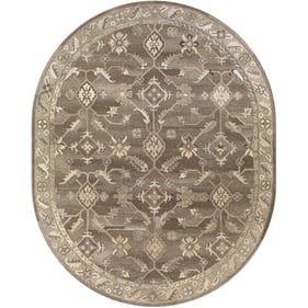 Livabliss Caesar Charcoal Taupe Tan Light Beige Brown Oval Handmade Rug - 1...