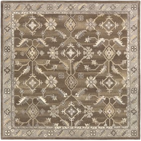 Livabliss Caesar Charcoal Taupe Tan Light Beige Brown Square Handmade Rug -...