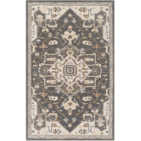 Livabliss Caesar Charcoal Brown Tan Slate Ivory White Handmade Rug - 36x24