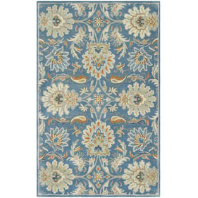 Livabliss Caesar Blue Denim Rust Mustard Beige Handmade Rug - 144x108