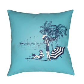 Livabliss Carolina Coastal Aqua Dark Blue Accent Pillow Cover - 20x20