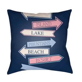 Livabliss Carolina Coastal Dark Blue Off White Pale Aqua Purple Accent Pill...