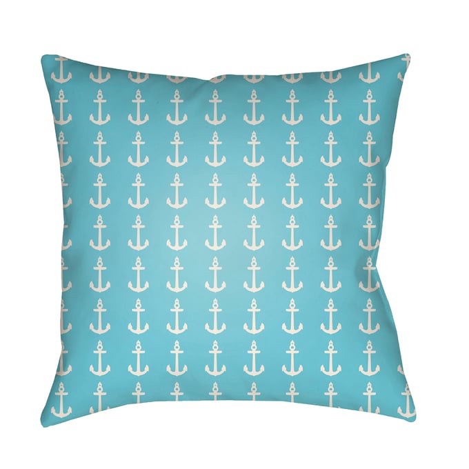 Livabliss Carolina Coastal White Light Blue Knife Edge Accent Pillow Cover - 18x18 CC009-1818