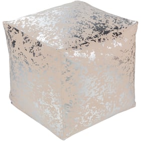 Livabliss Crescent Tan Metallic Silver Pouf