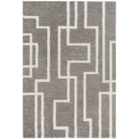 Livabliss Cloudy Shag Gray Off White Machine Woven Rug - 84x63