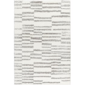 Livabliss Cloudy Shag Off White Gray Charcoal Machine Woven Rug - 120x94