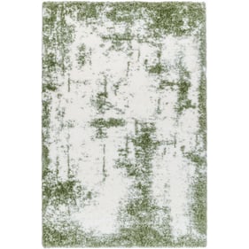 Livabliss Cloudy Shag Off White Grass Green Machine Woven Rug - 108x79