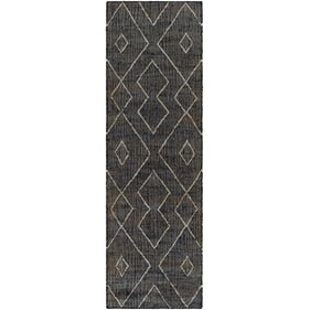 Livabliss Cadence Black Charcoal Light Beige Handmade Rug - 96x30