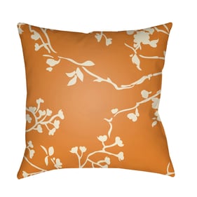 Livabliss Chinoiserie Floral Cream Burnt Orange Accent Pillow Cover - 20x20