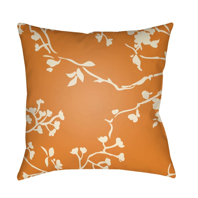 Livabliss Chinoiserie Floral Cream Burnt Orange Accent Pillow Cover - 20x20 CF004-2020