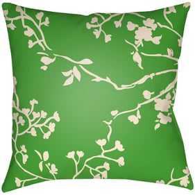 Livabliss Chinoiserie Floral Grass Green Cream Accent Pillow Cover - 18x18