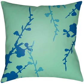 Livabliss Chinoiserie Floral Light Green Aqua Blue Accent Pillow Cover - 18...