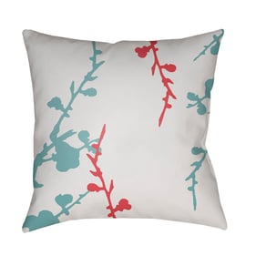 Livabliss Chinoiserie Floral Pink Aqua Off White Accent Pillow Cover - 20x2...