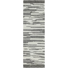 Livabliss Cherokee Black Cream Handmade Rug - 96x30