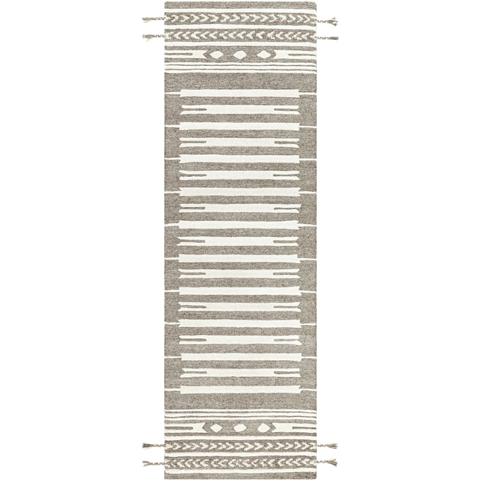 Livabliss Cherokee Oatmeal Dark Brown Handmade Rug - 96x30 CHK2309-268