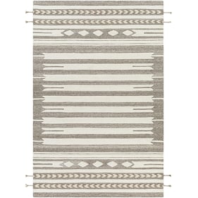 Livabliss Cherokee Oatmeal Dark Brown Handmade Rug - 36x24