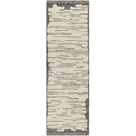 Livabliss Cherokee Oatmeal Charcoal Black Cream Handmade Rug - 96x30