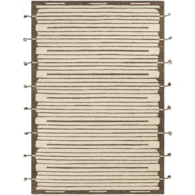 Livabliss Cherokee Light Beige Dark Brown Rectangle Handmade Rug - 120x96