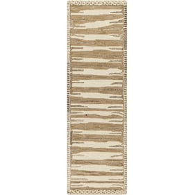 Livabliss Cherokee Light Beige Dark Brown Handmade Rug - 96x30