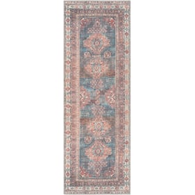 Livabliss Colin Blue Dusty Coral Rust Dark Brown Cream Machine Woven Rug - ...